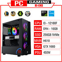 PC GAMING TBM (i3 12100F/H610/16GB RAM/256GB SSD/GTX 1660 6GB/450W)